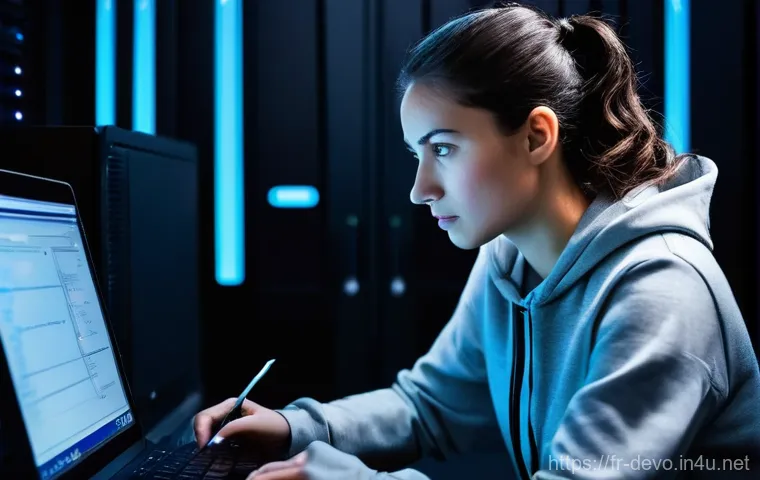 정보기기운용 실기 시험에서 자주 다뤄지는 사례 분석 - **Prompt:** A highly focused IT network engineer, a man in his late 20s, with short, neat brown hair...