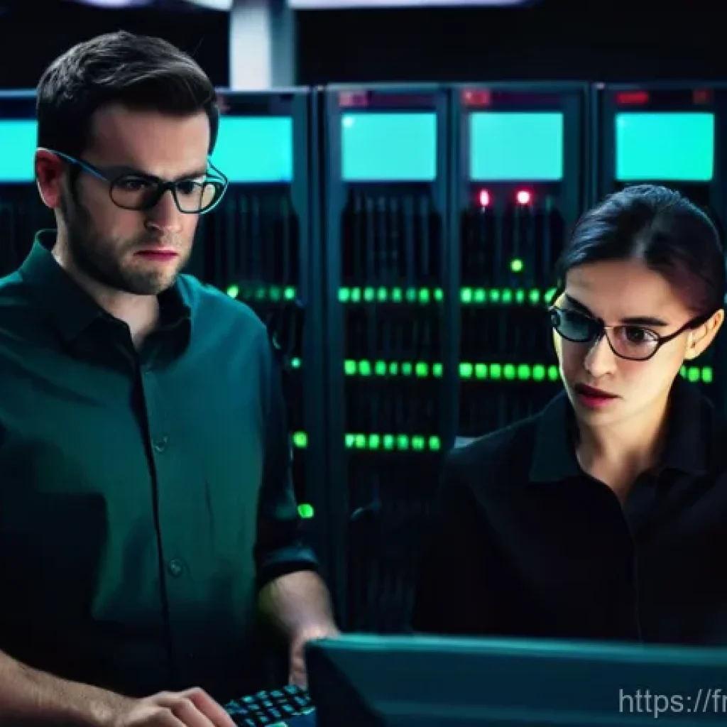 정보기기운용 실무에서 자주 다뤄지는 사례 분석 - **Prompt 1: The Critical Server Downtime**
    "A wide shot inside a modern, slightly futuristic ser...
