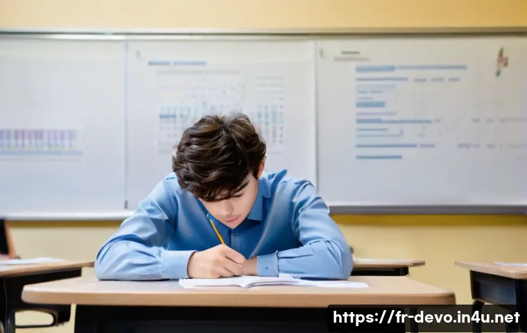 정보기기운용 필기 시험에서 자주 실수하는 부분 - **Prompt 1: The Stressed Student's Exam Challenge**
    A young adult student, appearing to be in th...