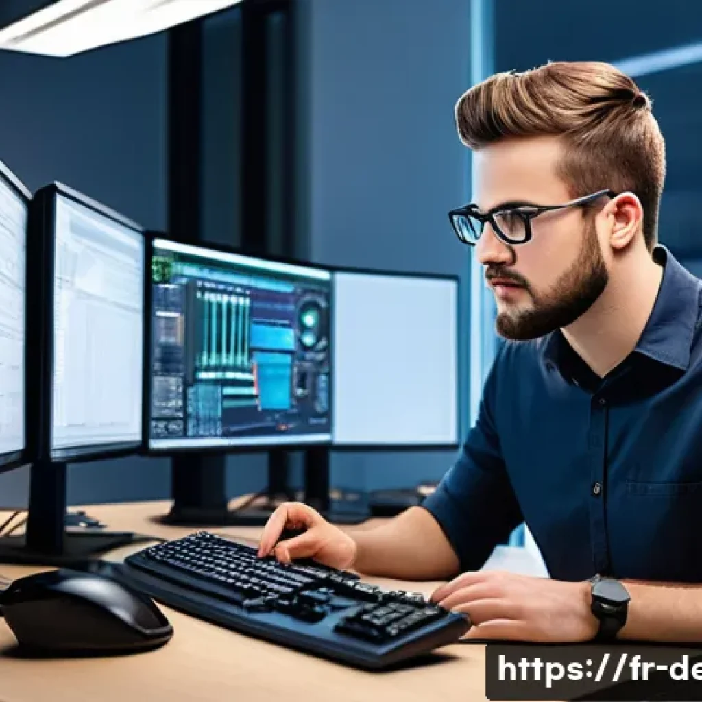 정보기기운용 자격증 취득 후 IT 기술 지원 분야 진출기 - A professional IT support technician in a modern office environment, wearing smart casual attire and...