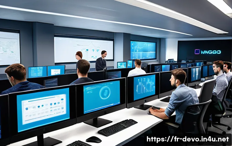 정보기기운용과 네트워크관리사 자격증 비교 및 활용 사례 - A modern French office environment showing a diverse group of young IT professionals collaborating o...