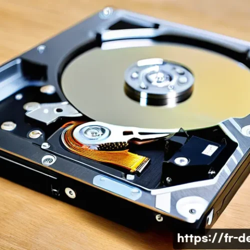 Home 31 정보기기운용 실무에서 발생한 하드웨어 고장 처리 경험 - A detailed close-up of a computer hard drive with visible signs of wear: the metal casing slightly s...