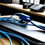 정보기기운용 실무에서 자주 발생하는 네트워크 장애 사례 - Photorealistic French office network outage, a stressed IT technician in a modest Paris business wor...